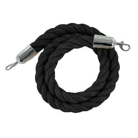 Twisted Polyprop.Rope Black With Pol.Steel Snap Ends 10ft.Cotton Core